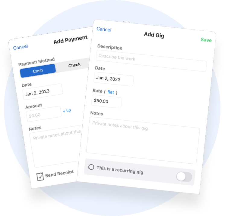gig and payment forms