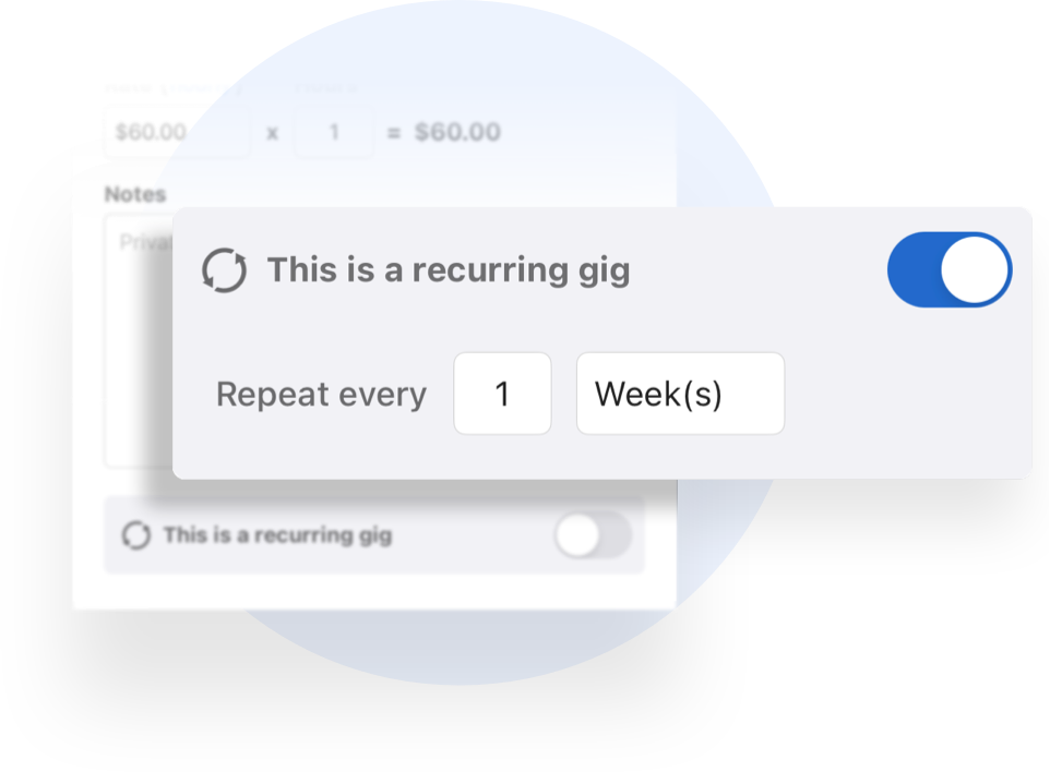 toggle recurring gigs